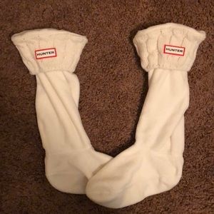 Tall White Cable Knit Hunter Boot Socks